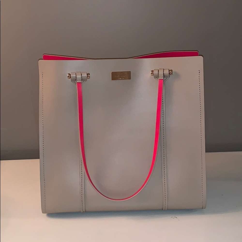 Kate spade gray hot pink handbag great condition!